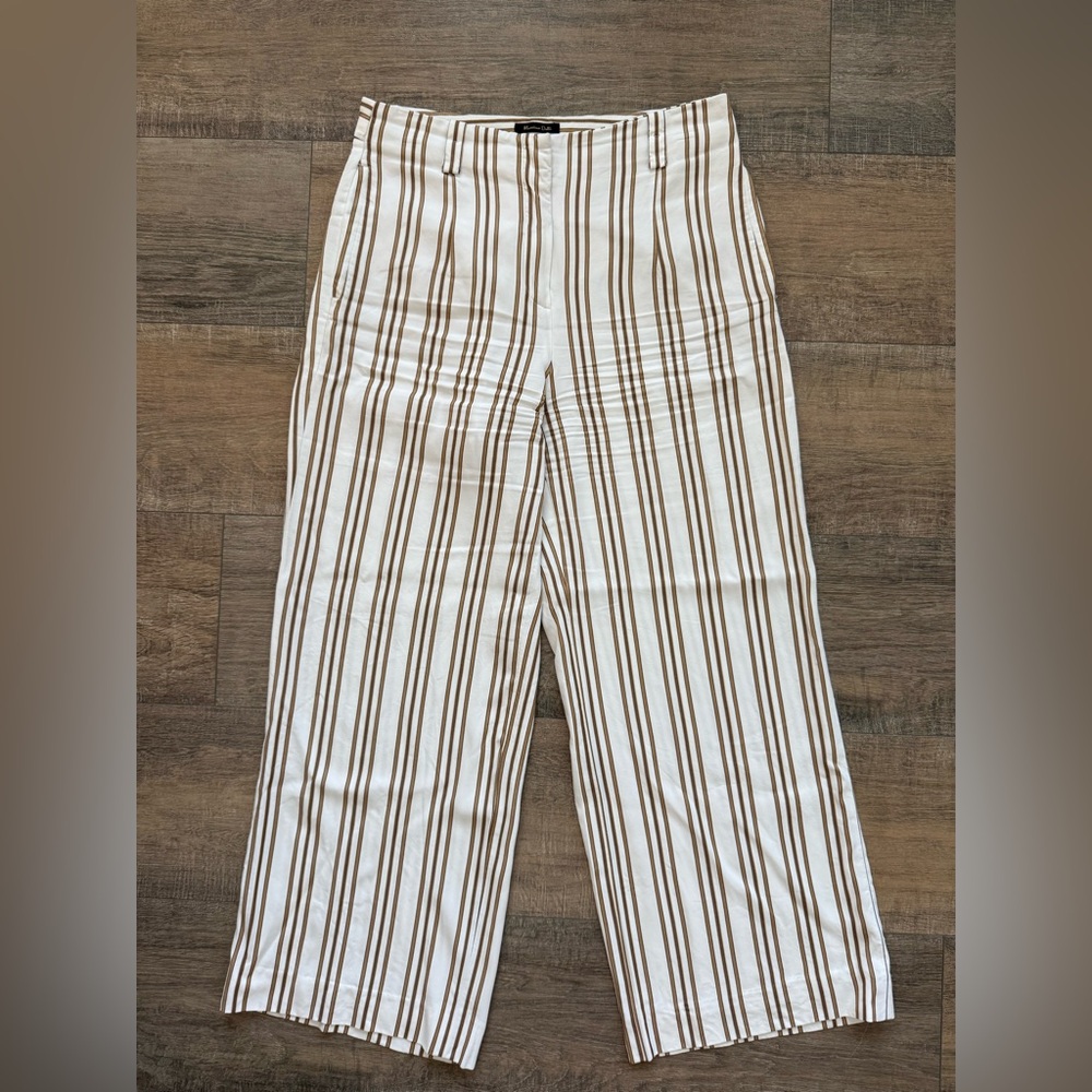 Massimo Dutti Cream Pants with Brown Stripes